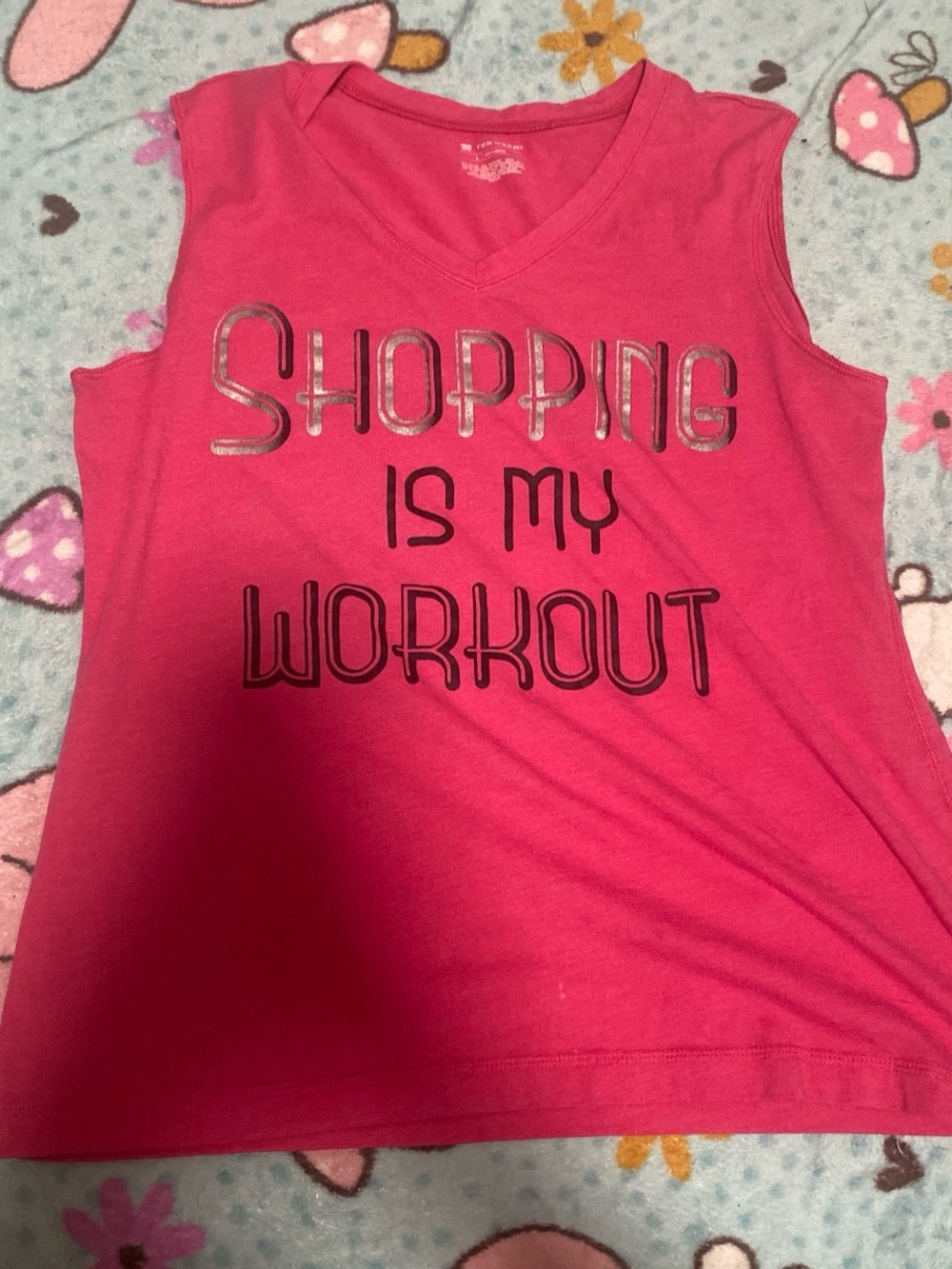 Pink Graphic Tank Top - "Shopping Is My Workout"